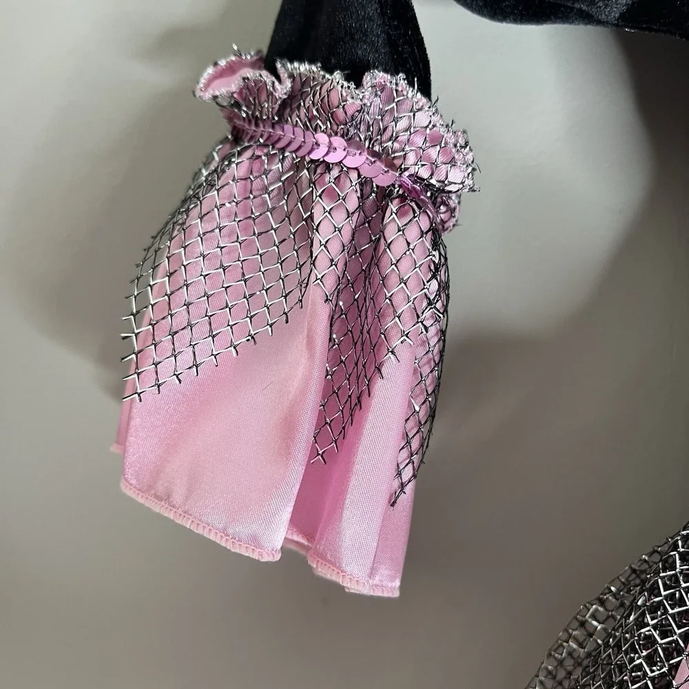 Vintage Rubies Girls Pink Black Princess Witch Costume Dress Up Cloths Hoop - Picture 4 of 13